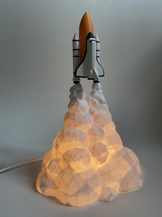 3D Printed NASA Space Shuttle Lamp | Warm LED Rocket Night Light