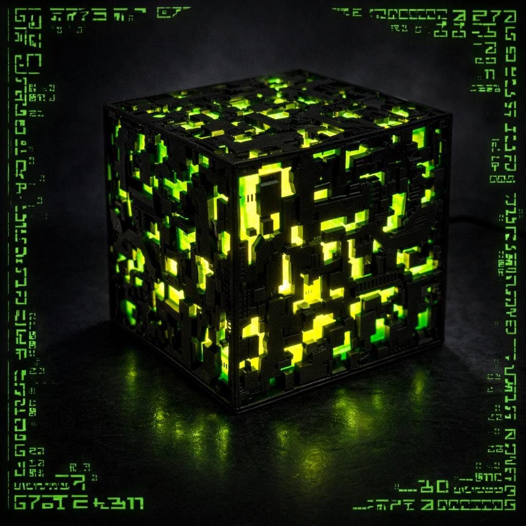 Star Trek Borg Cube Lamp | Sci-Fi Light | Nerd Gift | Gaming Desk lantern | Trekkie Fan