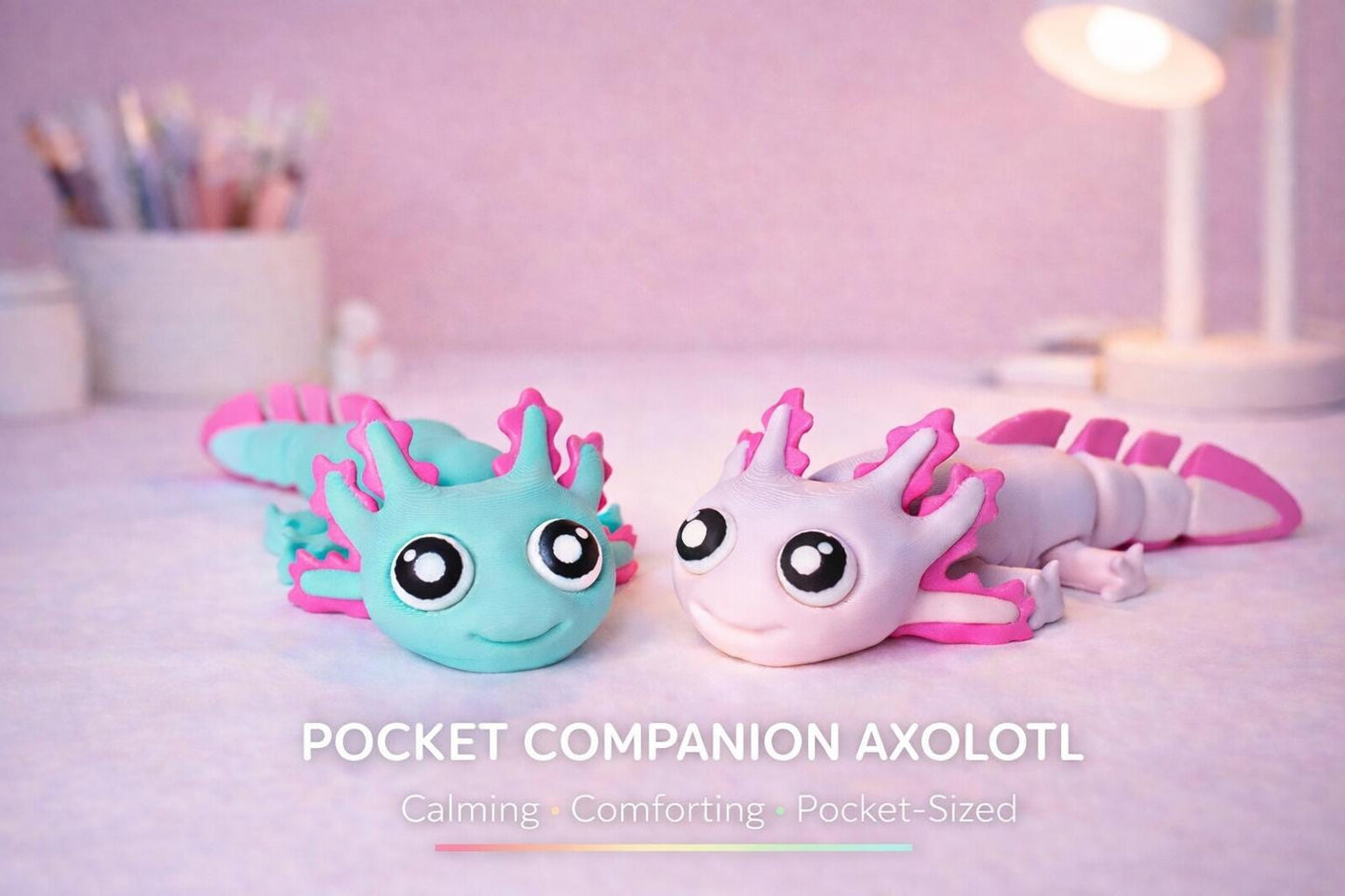 Articulated Animal Pocket Companion | Axolotl Desk Buddy | Posable Mini Character Gift| Anxiety companion | Pocket Best Friend