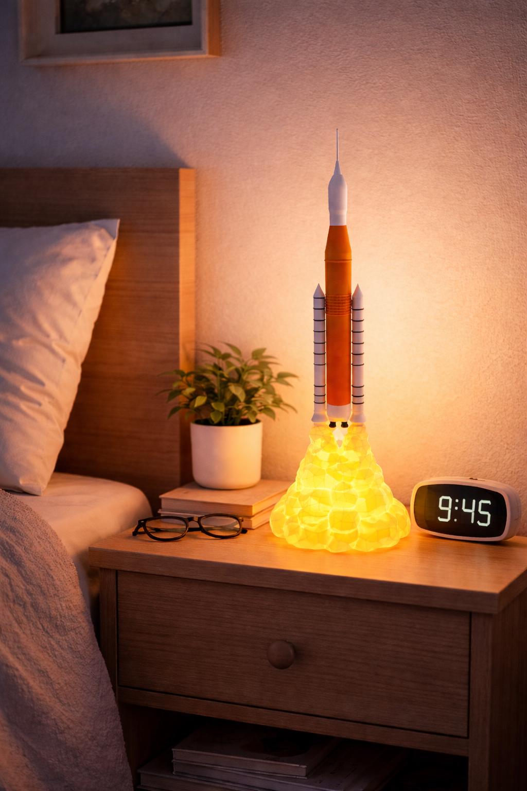 NASA SLS Rocket Lamp | 3D Printed Artemis Space Light, Kids Bedroom Decor